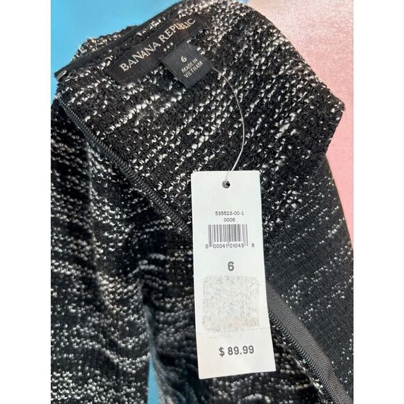 NWT Banana Republic S/S Sheath Dress Black White Variegated Knit Unlined 6 - Picture 6 of 6